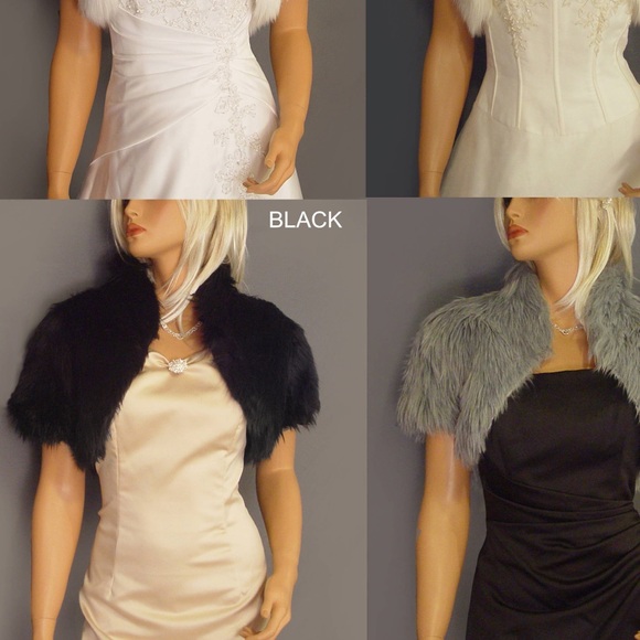 Faux fur bolero shrug jacket - Picture 3 of 4